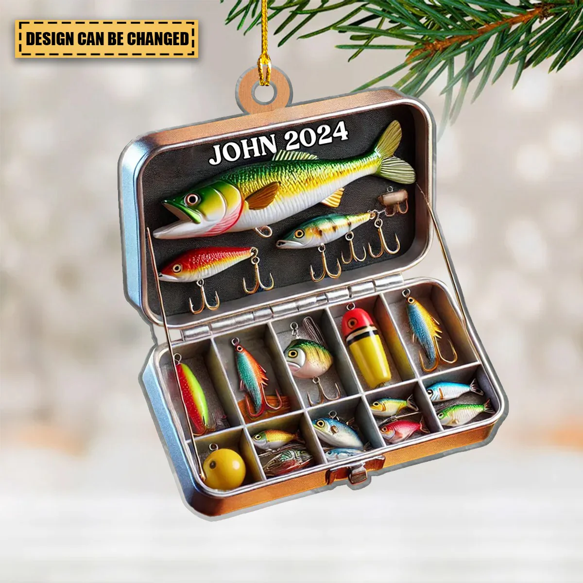 Personalized Fishing Tackle Box Acrylic Ornament, Fisherman Ornament - Image 3