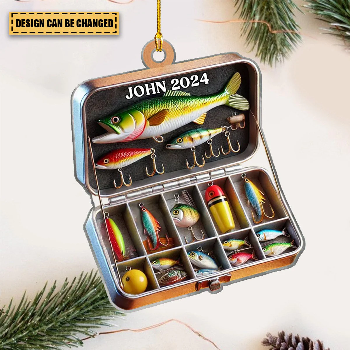 Personalized Fishing Tackle Box Acrylic Ornament, Fisherman Ornament - Image 5