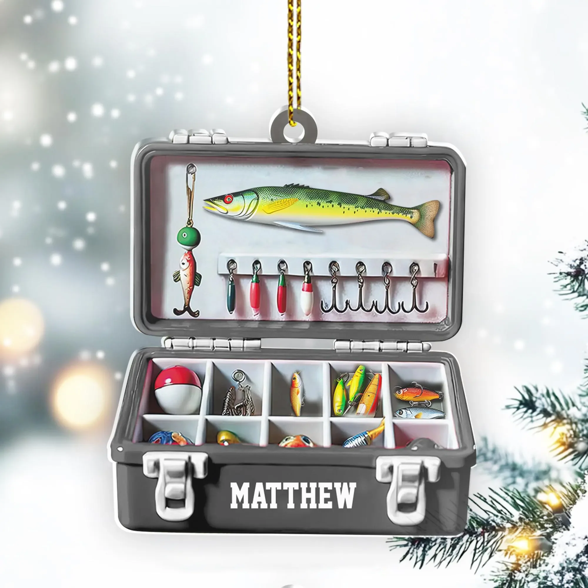 Personalized Fishing Tackle Box Acrylic Ornaments Presents For Fishermen - Image 2