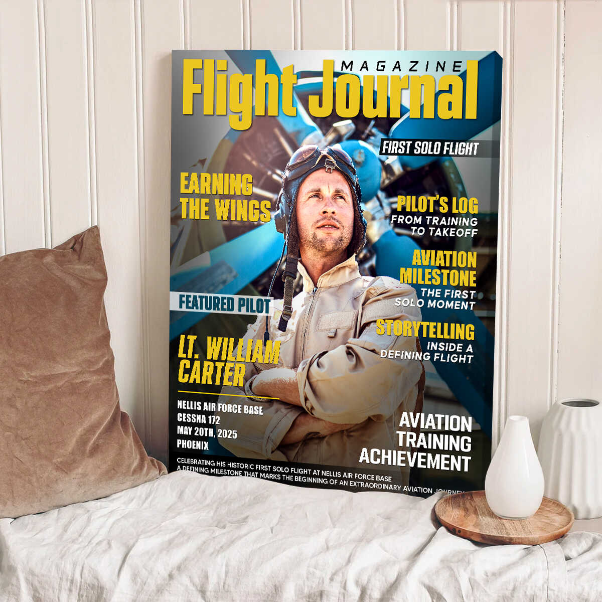 Personalized Flight Journal Magazine Cover Canvas, Gift For Pilot, Aviation Gift, Unique Gift For Aviation Lovers - Image 6