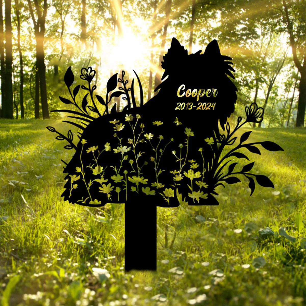 Personalized Floral Dog Memorial Garden Stake - Image 2