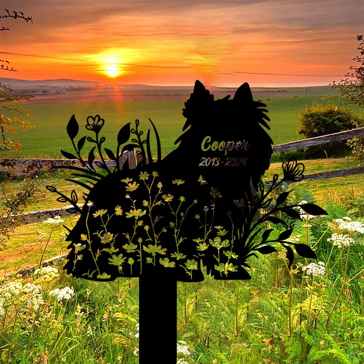 Personalized Floral Dog Memorial Garden Stake - Image 4