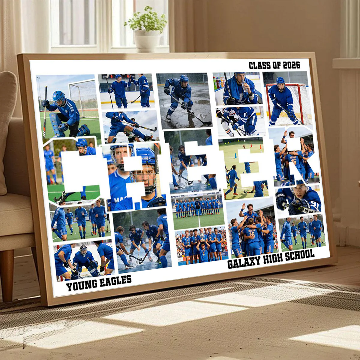 Personalized Football Cheer Photo Collage Canvas Painting with Team Name Birthday Home Decor Gift for Sport Coach - Image 2