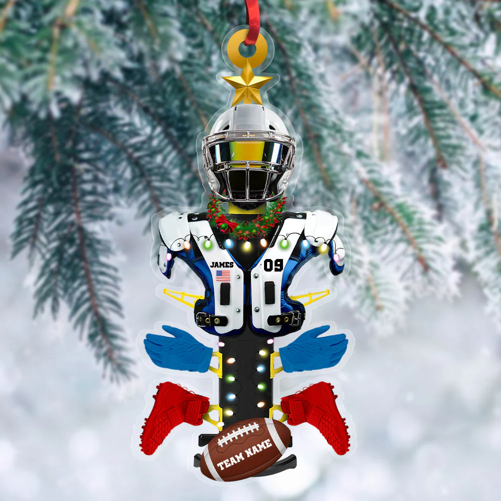 Personalized Football Equipment Rack Ornament, For Football Lovers Christmas Gift - Image 2