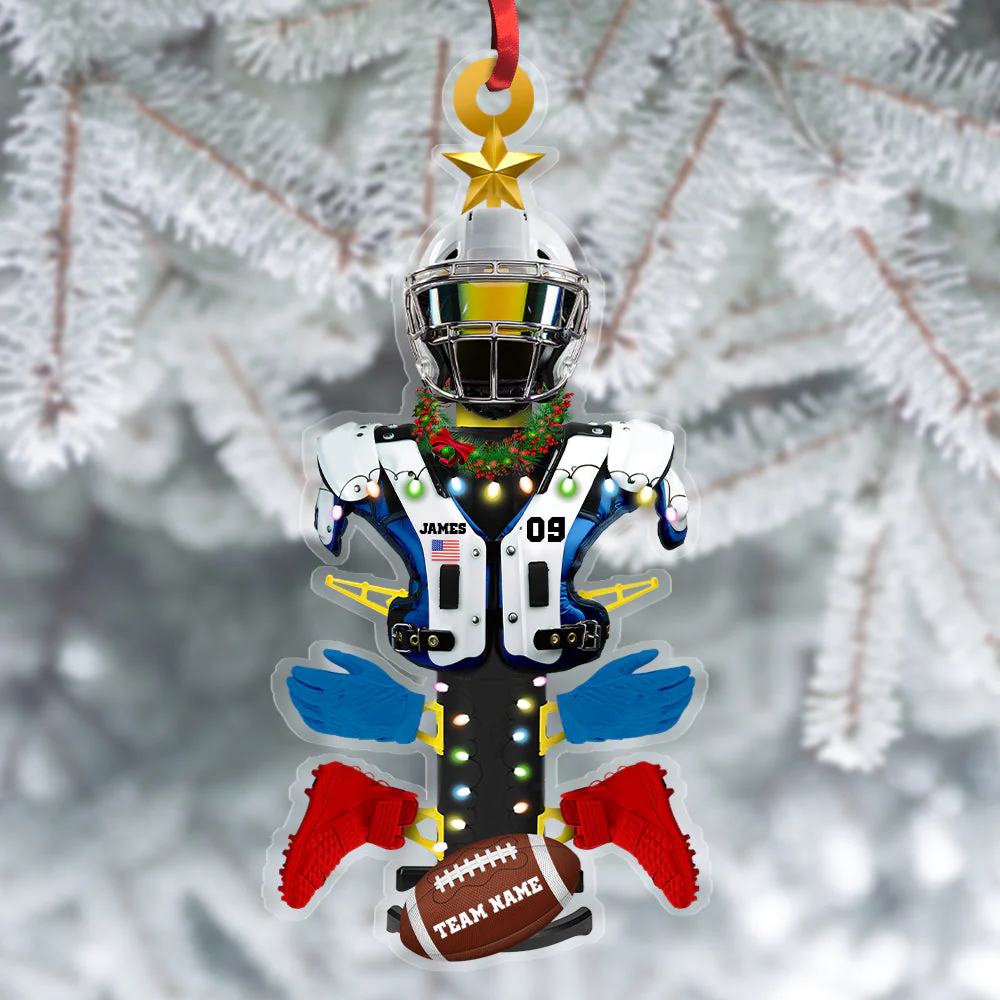 Personalized Football Equipment Rack Ornament, For Football Lovers Christmas Gift - Image 3