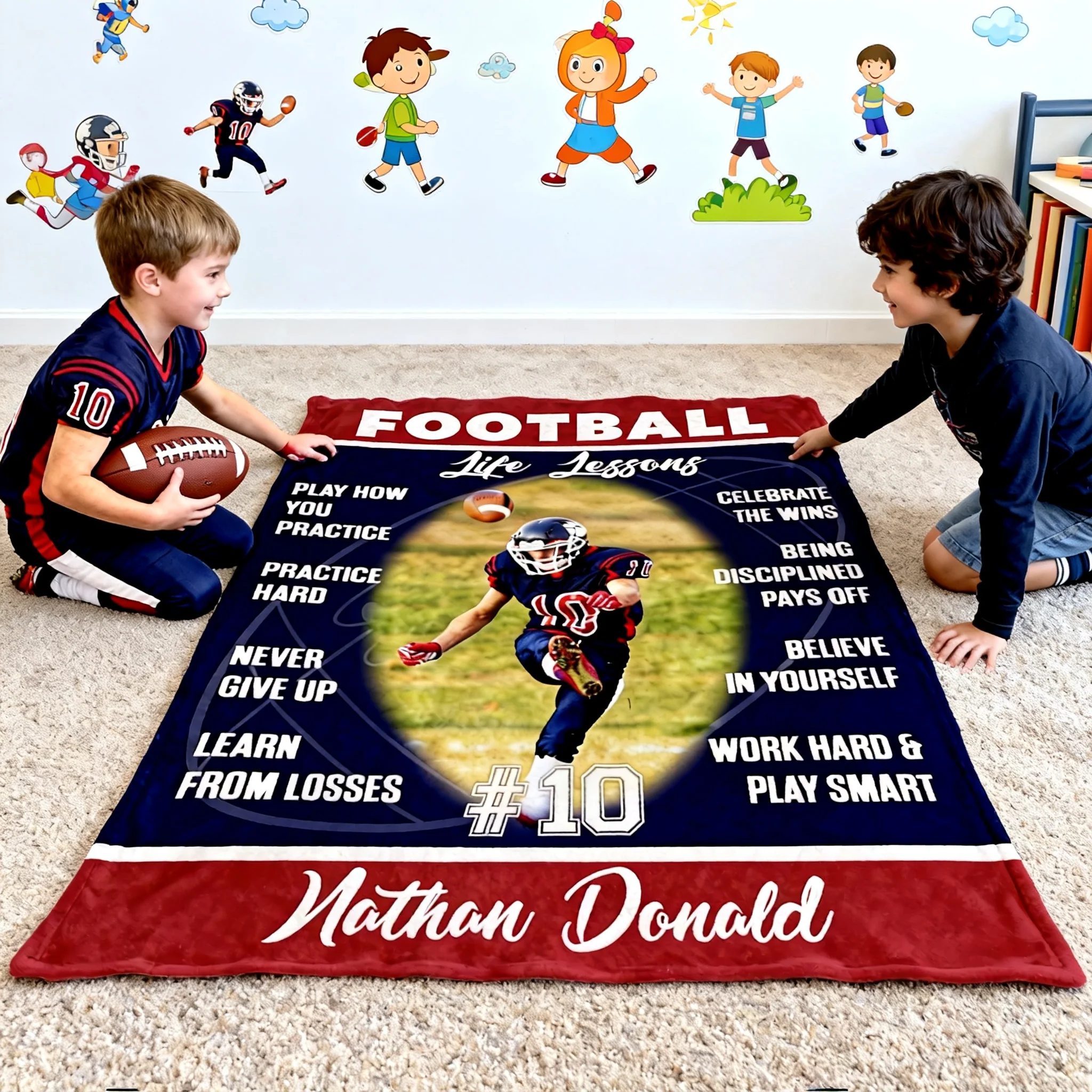Personalized Football Life Lessons Blanket – Gift for American Football Player, Custom Photo Sport Blanket - Image 9