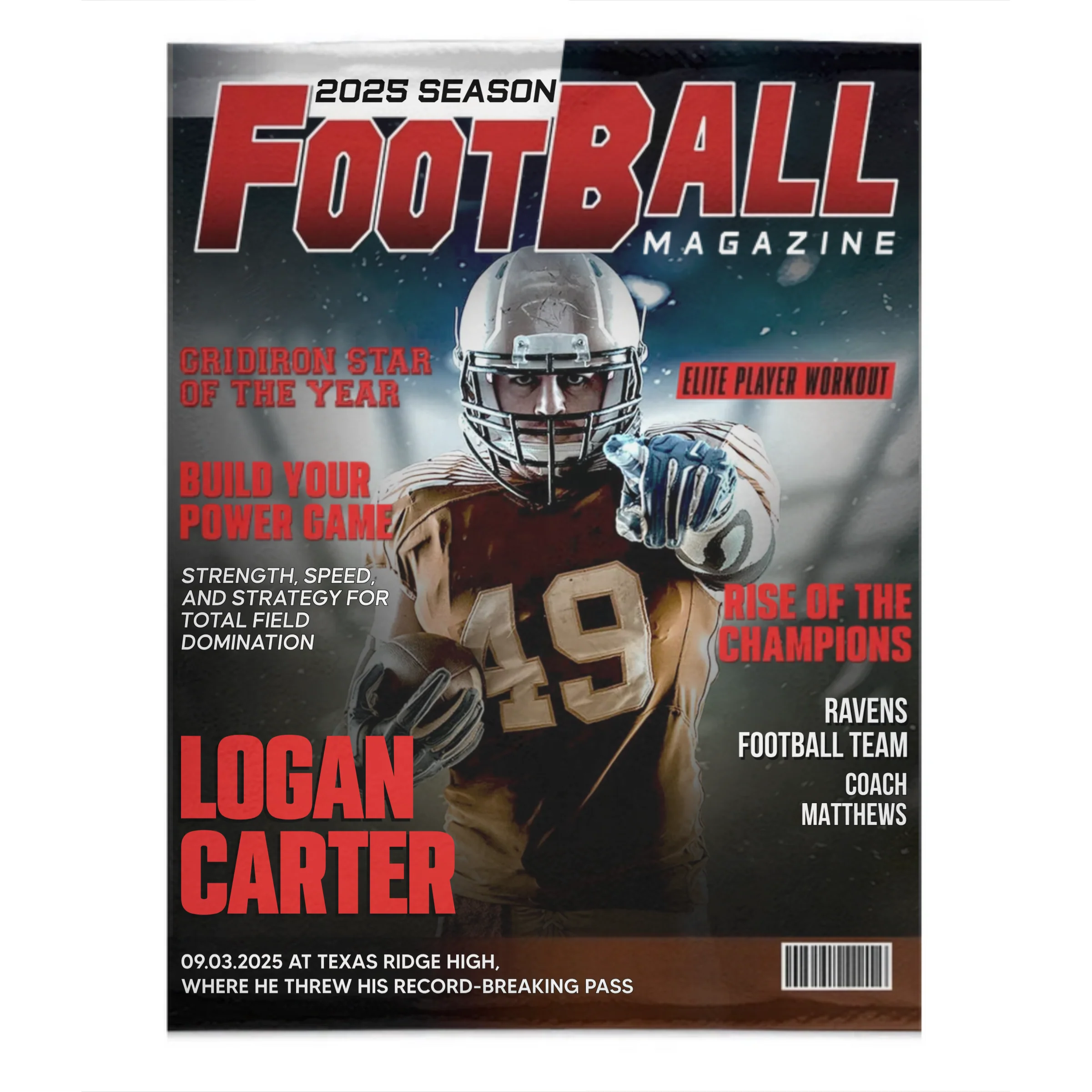 Personalized Football Magazine Cover  Blanket, Football Player Gift, Football America Gifts - Image 8