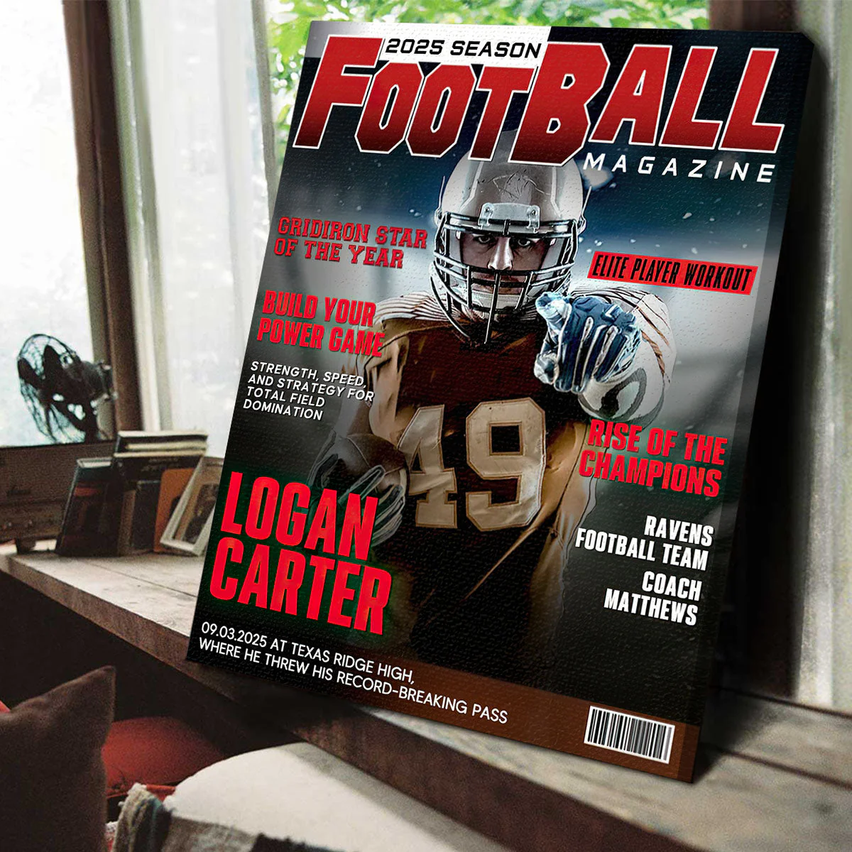 Personalized Football Magazine Cover, Custom Sport Magazine Cover, Football Player Gift, Unique Gifts For Football Player, Football America Gifts, Football Gifts - Image 3