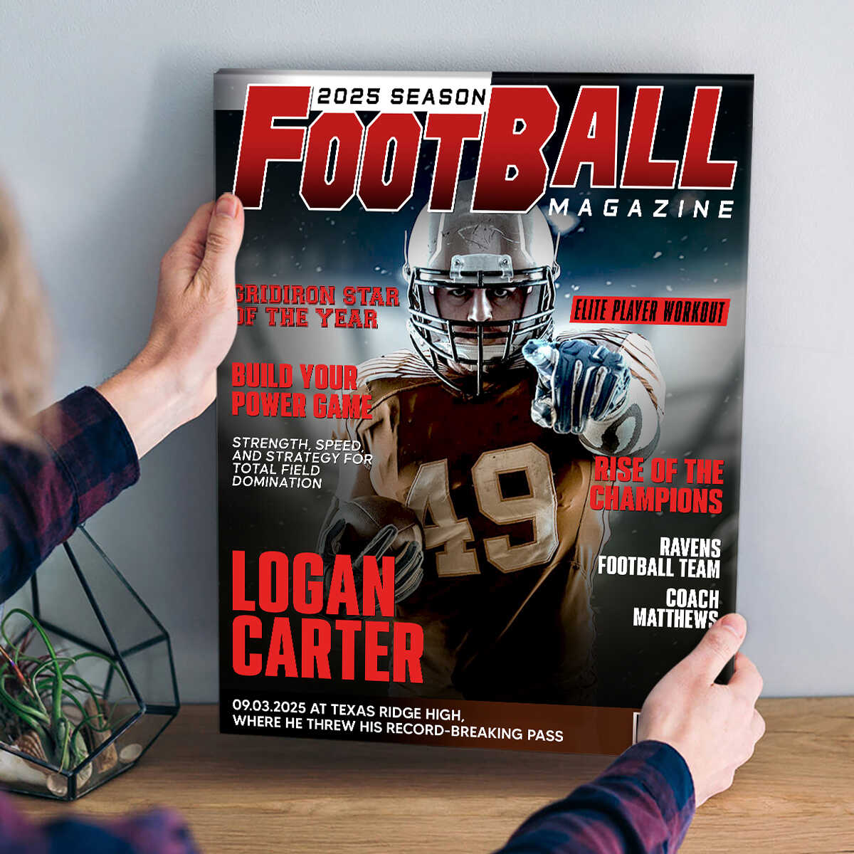 Personalized Football Magazine Cover, Custom Sport Magazine Cover, Football Player Gift, Unique Gifts For Football Player, Football America Gifts, Football Gifts - Image 4
