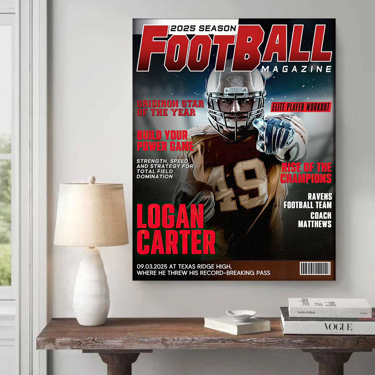 Personalized Football Magazine Cover, Custom Sport Magazine Cover, Football Player Gift, Unique Gifts For Football Player, Football America Gifts, Football Gifts - Image 5