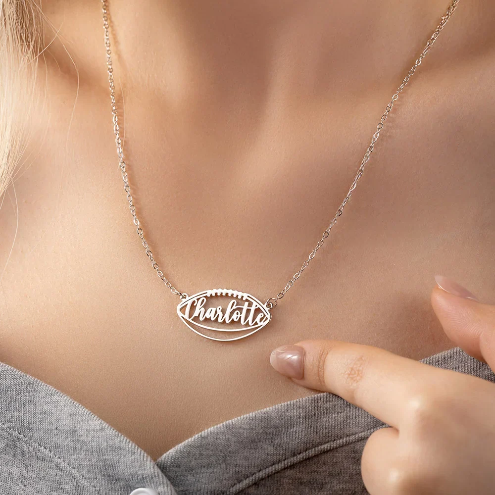 Personalized Football Name Necklace Unique Gift for Football Fans, Sports Jewelry - Image 3