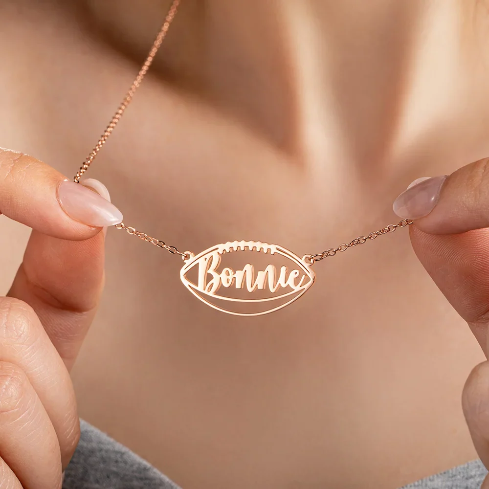 Personalized Football Name Necklace Unique Gift for Football Fans, Sports Jewelry - Image 4