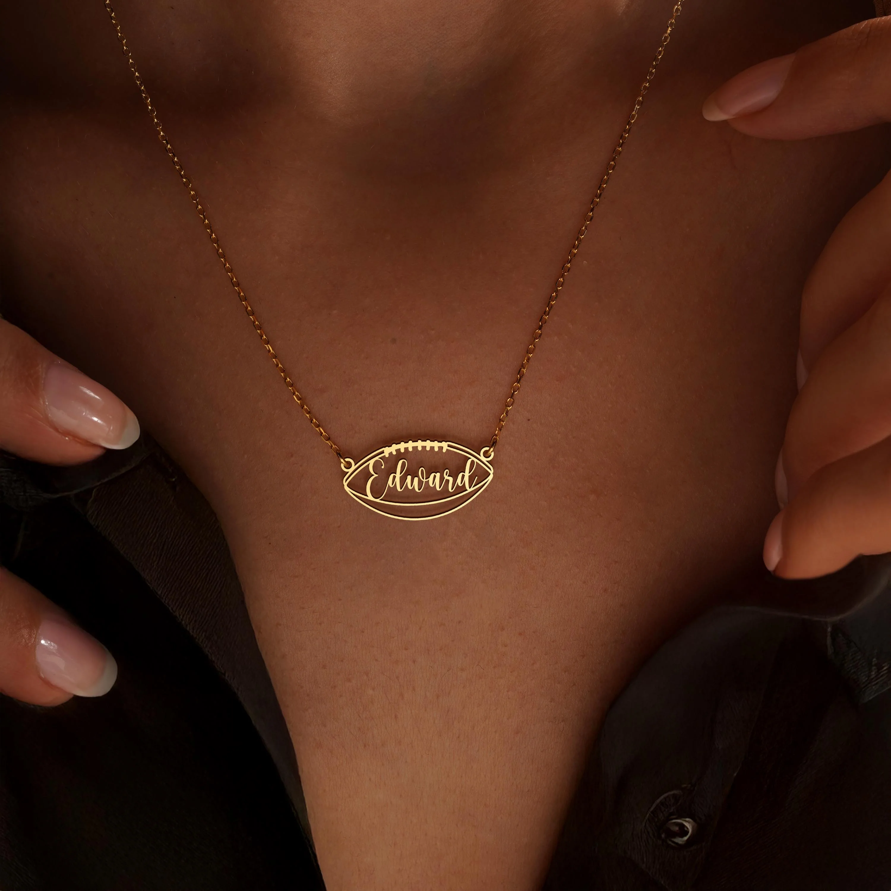 Personalized Football Name Necklace Unique Gift for Football Fans, Sports Jewelry - Image 8