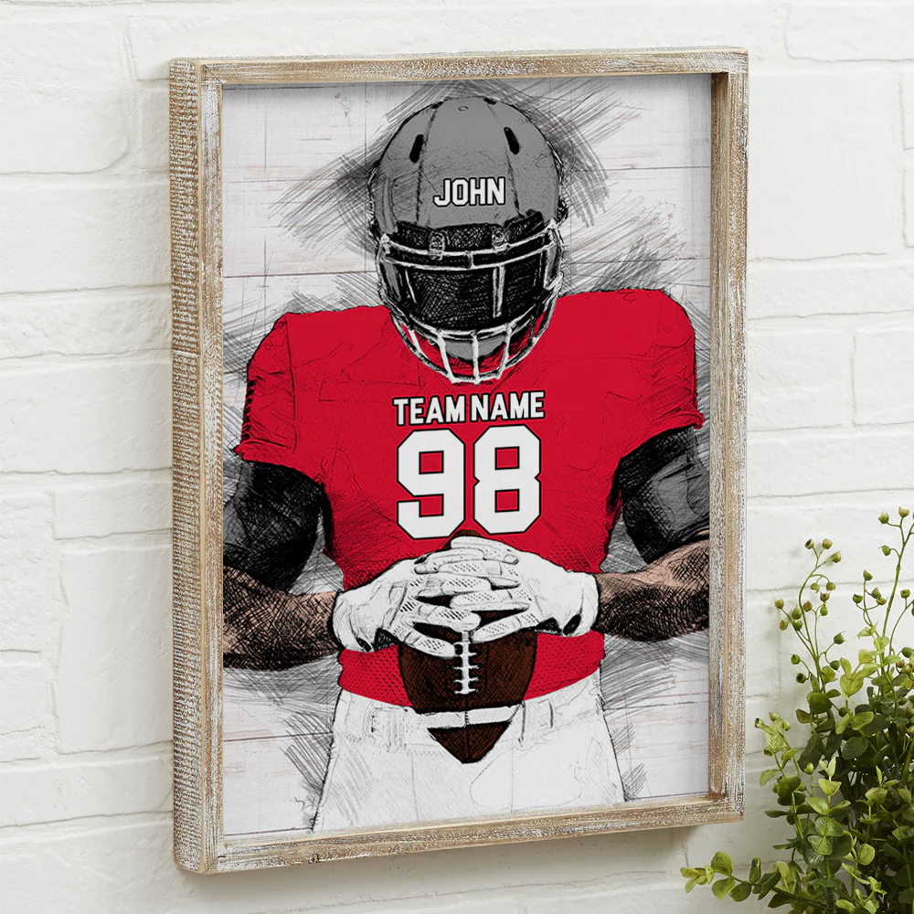 Personalized Football Pencil portrait Canvas Gift For Football Lovers - Image 3