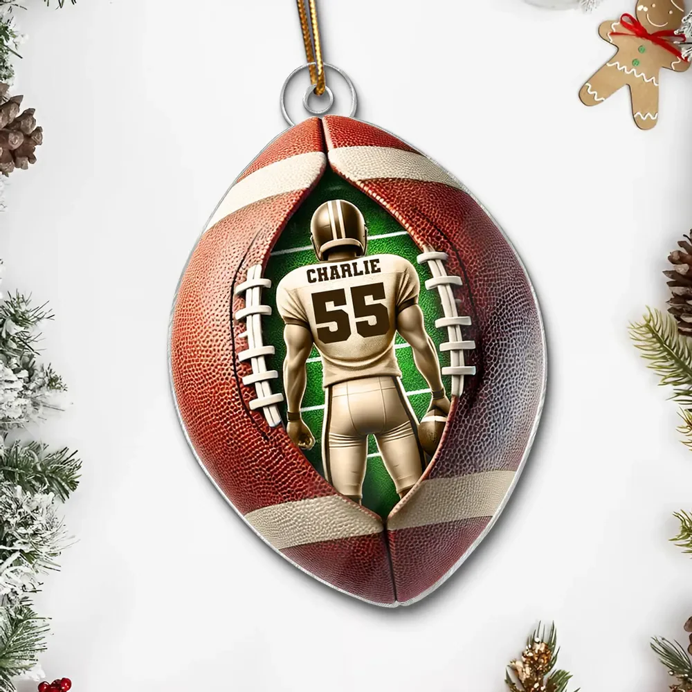 Personalized Football Player Acrylic Ornament, Christmas Gift For Football Players, Football Fans - Image 2