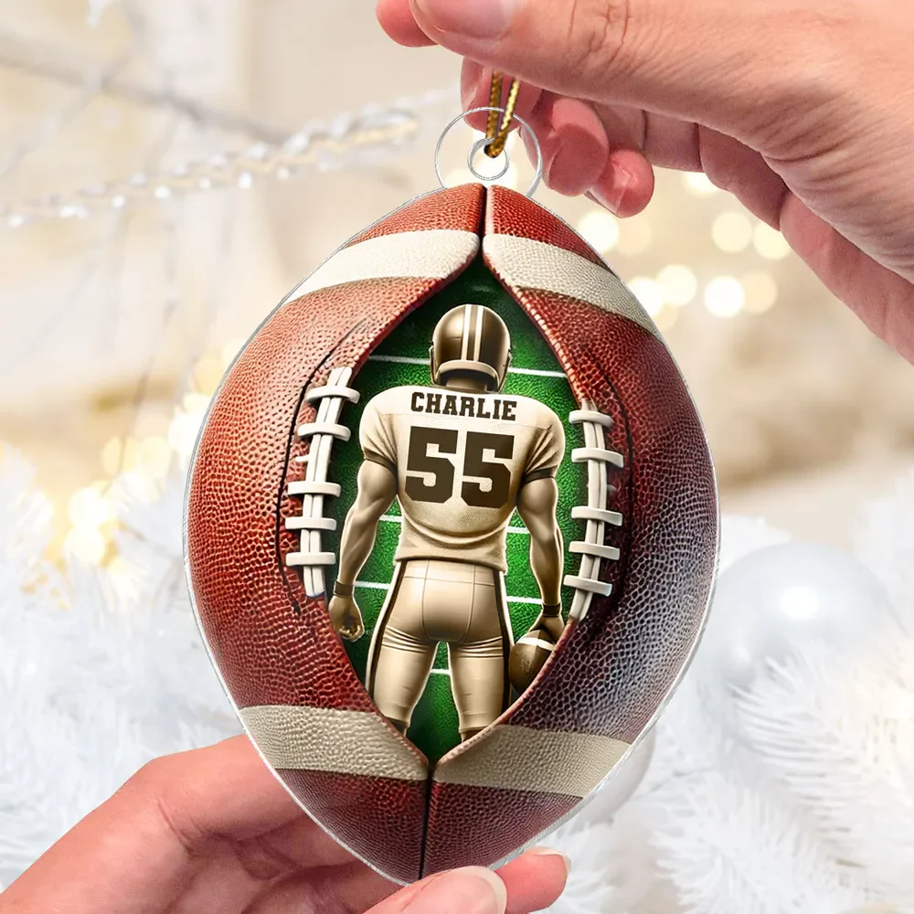 Personalized Football Player Acrylic Ornament, Christmas Gift For Football Players, Football Fans - Image 3
