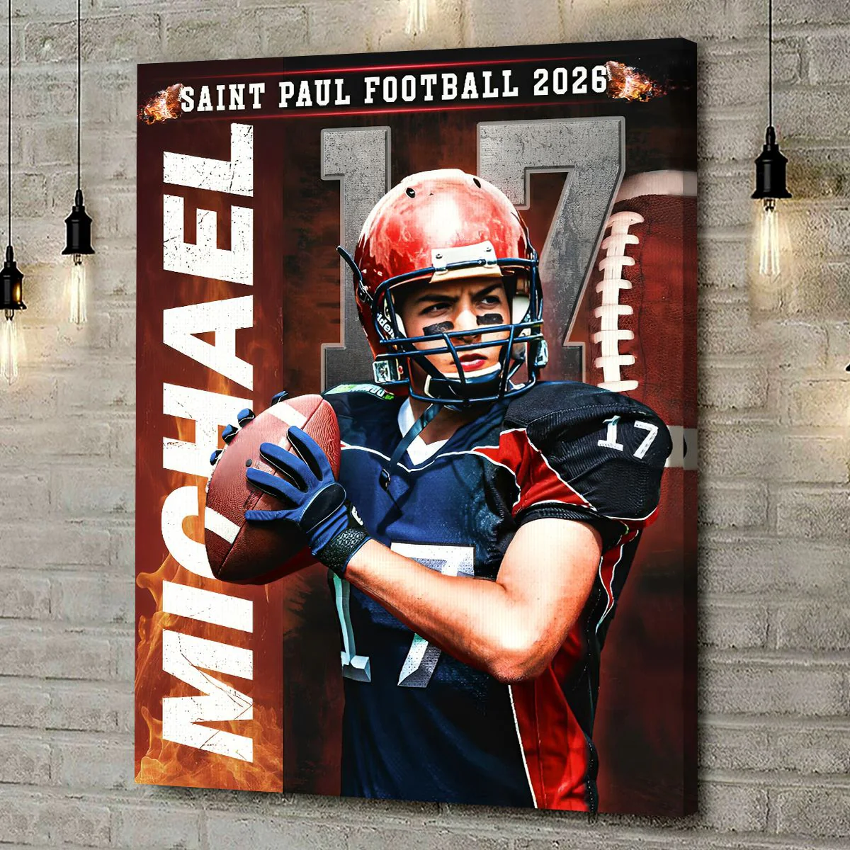 Personalized Football Senior Night Canvas – Custom Player Portrait with Name & Number, Senior Football Player Gifts, Football Wall Art - Image 2