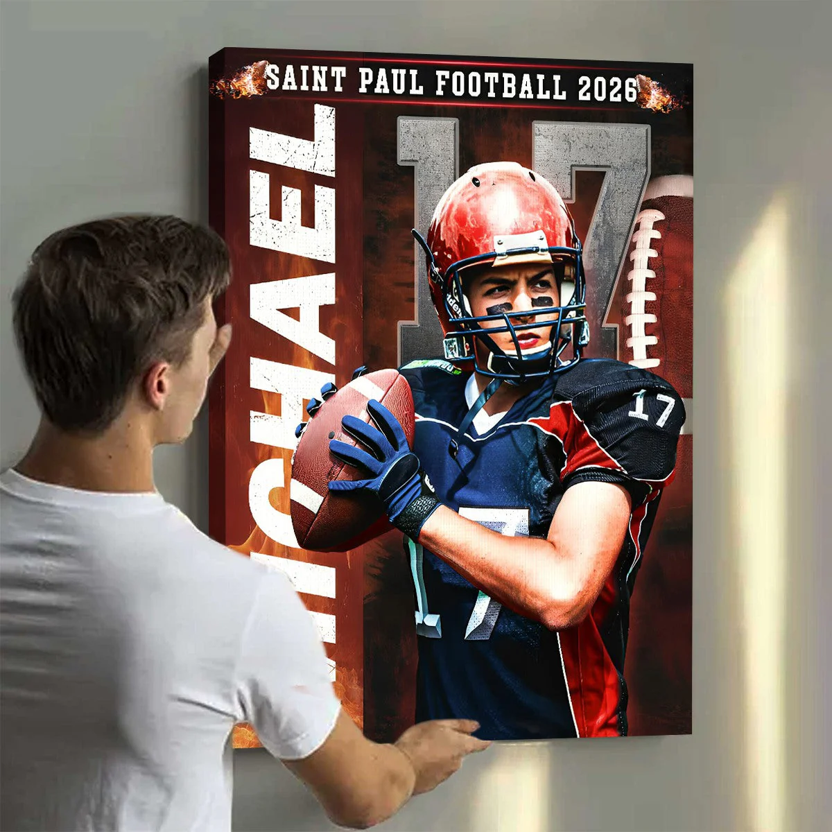 Personalized Football Senior Night Canvas – Custom Player Portrait with Name & Number, Senior Football Player Gifts, Football Wall Art - Image 3