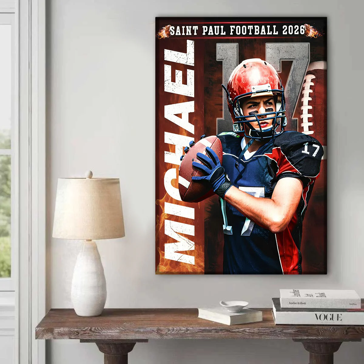 Personalized Football Senior Night Canvas – Custom Player Portrait with Name & Number, Senior Football Player Gifts, Football Wall Art - Image 4