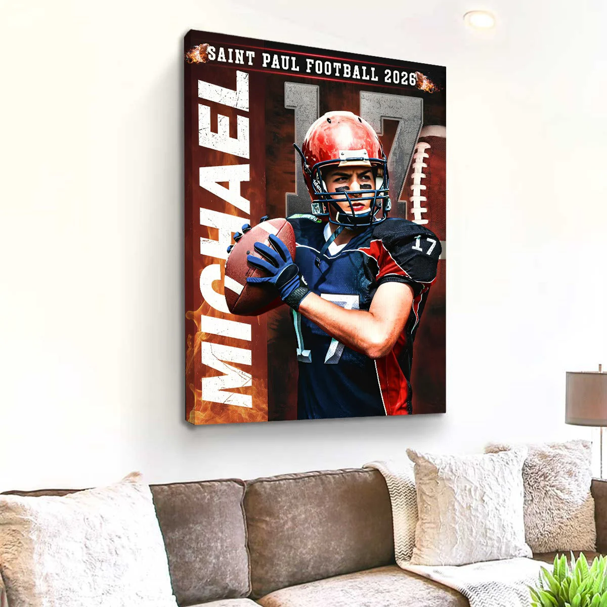 Personalized Football Senior Night Canvas – Custom Player Portrait with Name & Number, Senior Football Player Gifts, Football Wall Art - Image 5