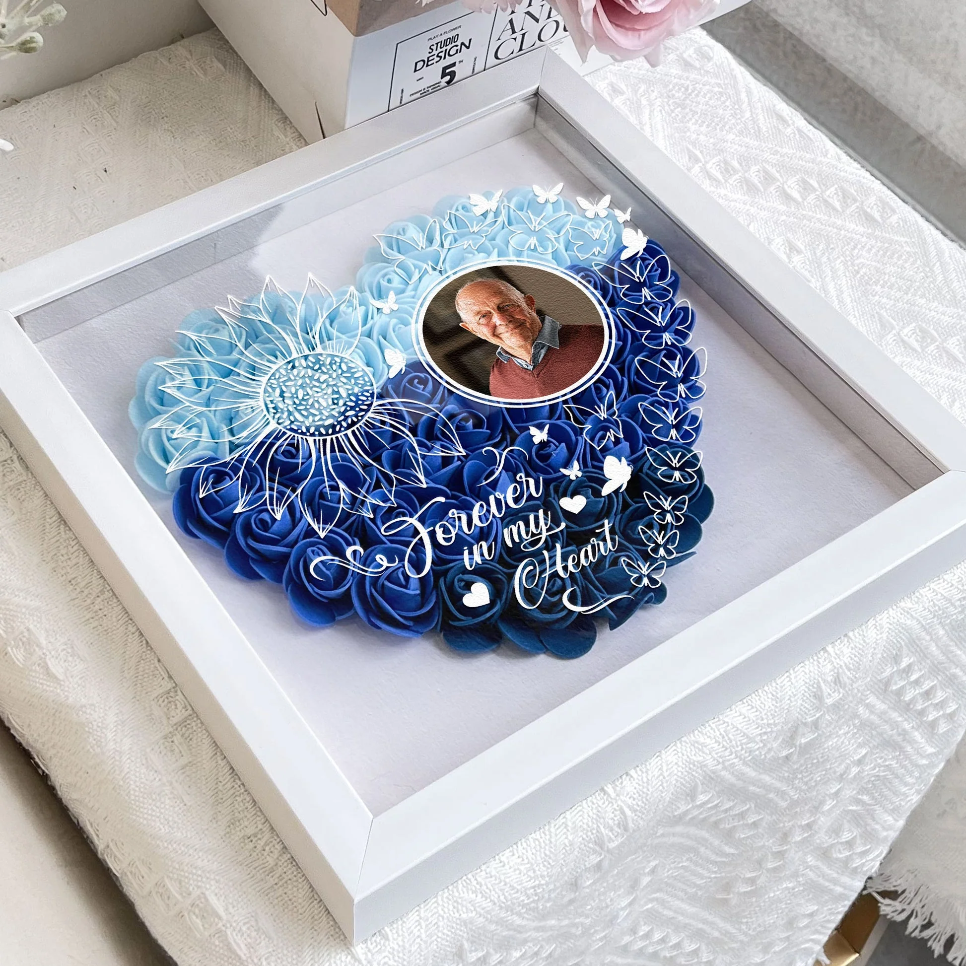 Personalized Forever In My Heart Flower Shadow Box - Image 2