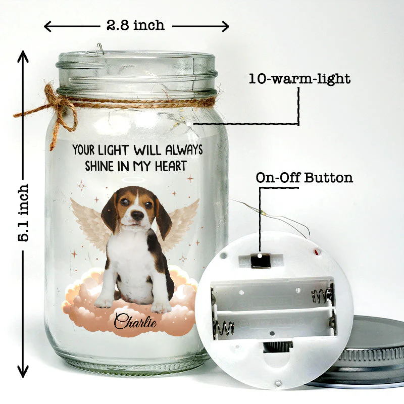 Personalized Forever In My Heart Memorial Mason Jar Light - Image 2