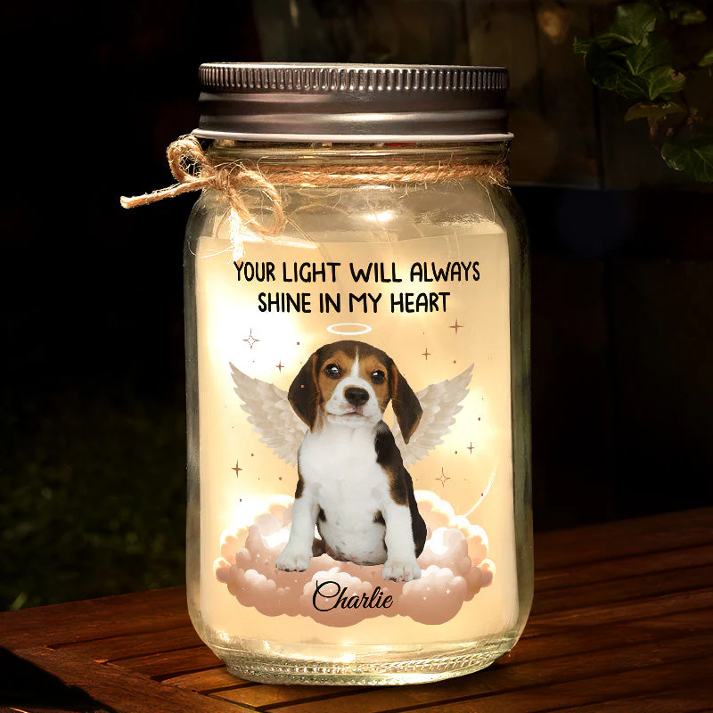 Personalized Forever In My Heart Memorial Mason Jar Light - Image 3