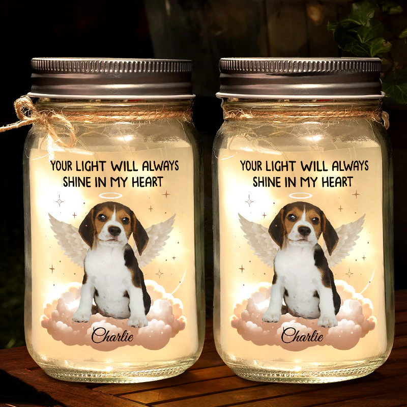 Personalized Forever In My Heart Memorial Mason Jar Light - Image 4
