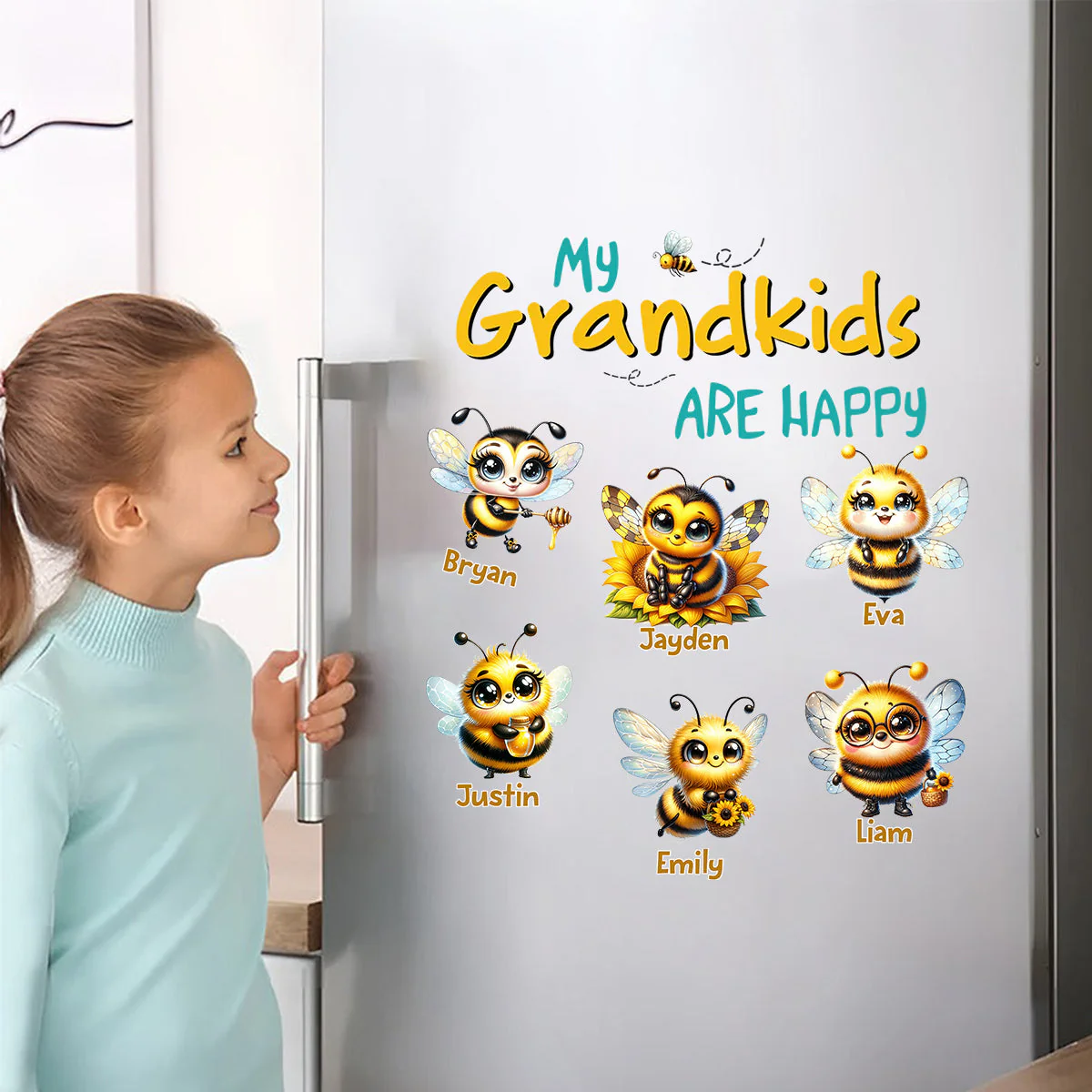 Personalized Fridge Decal/Sticker - My Bees Happy Flying - Image 4