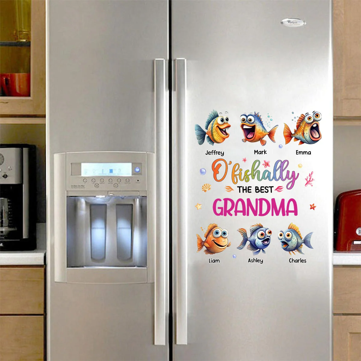 Personalized Fridge Decal/Sticker - O'fishally With Colorful Shell Fish Bubbles - Image 8