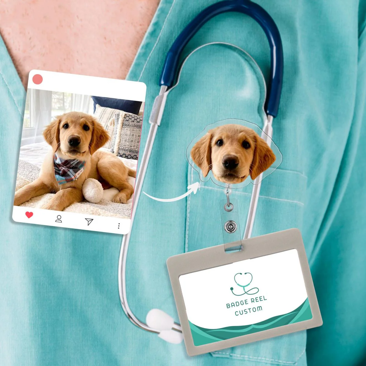 Personalized Funny Pet Badge Reel - Image 2
