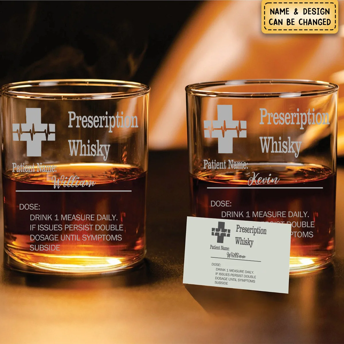 Personalized Funny Prescription Whisky Glasses Engraved Name Father's Day Gift for Grandpa Dad - Image 2