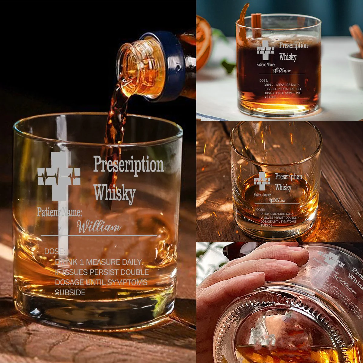 Personalized Funny Prescription Whisky Glasses Engraved Name Father's Day Gift for Grandpa Dad - Image 9