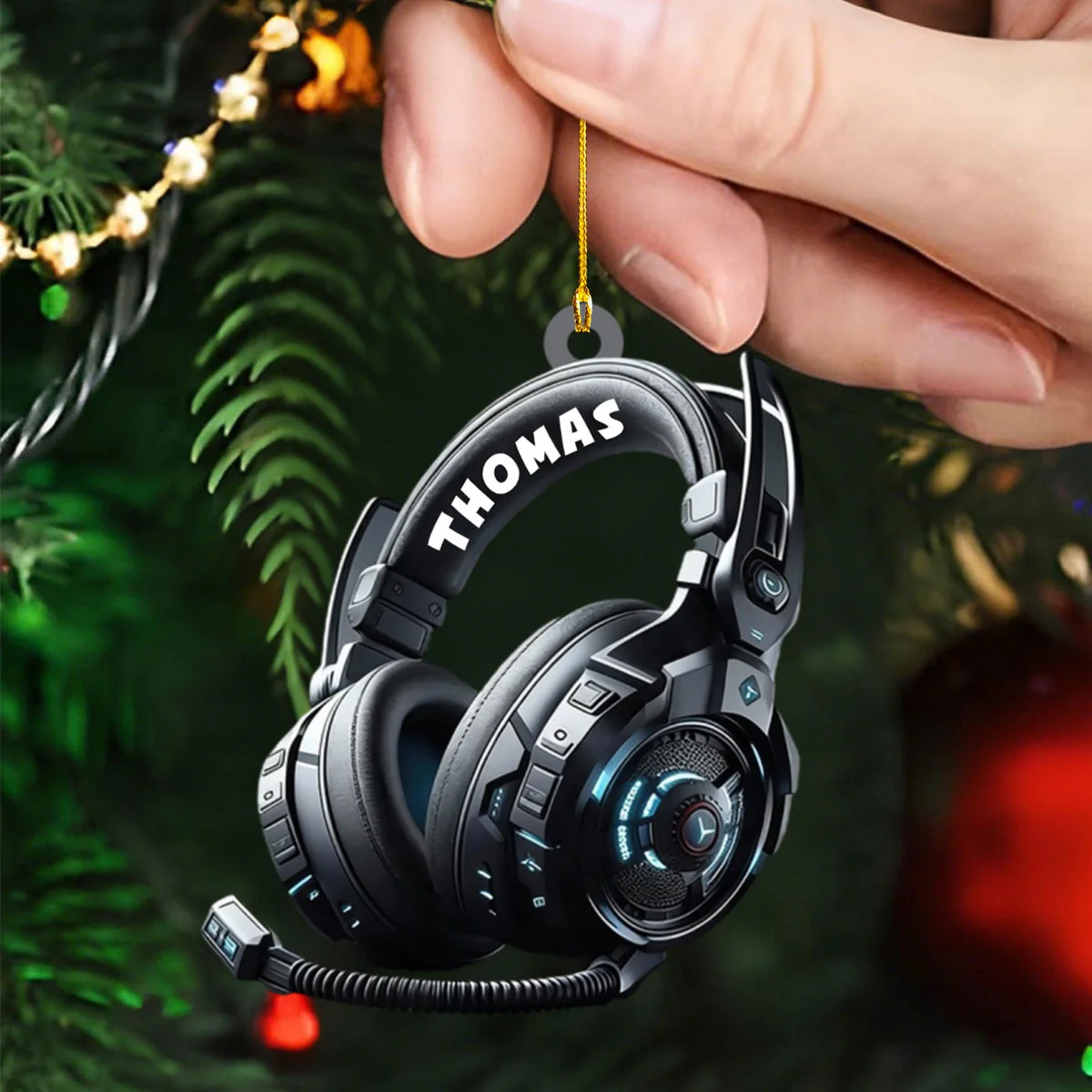 Personalized Gaming Head Phones Christmas Ornament, Gift For Gamer, Video Game Ornament, Christmas Gift For Him - Image 2