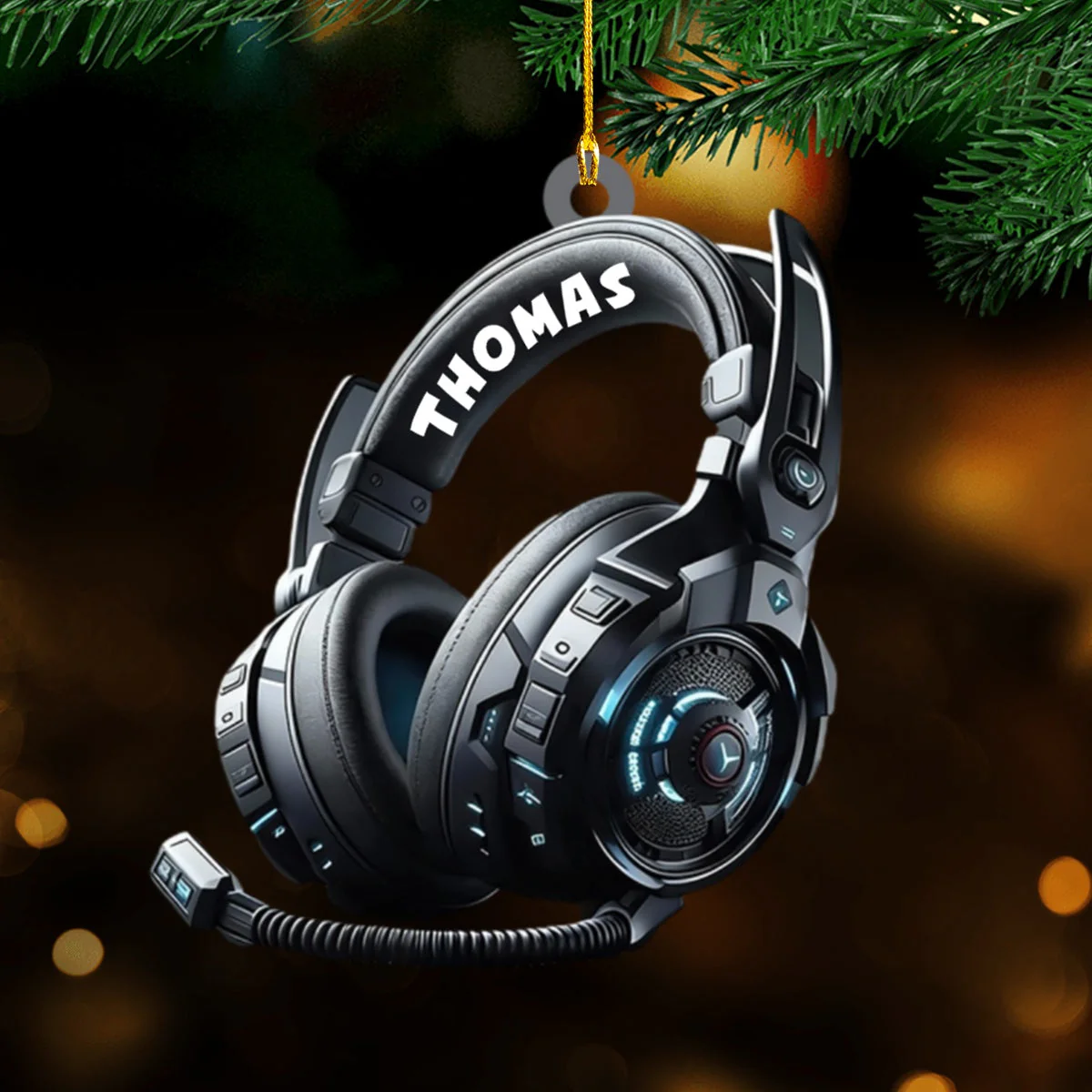 Personalized Gaming Head Phones Christmas Ornament, Gift For Gamer, Video Game Ornament, Christmas Gift For Him - Image 3