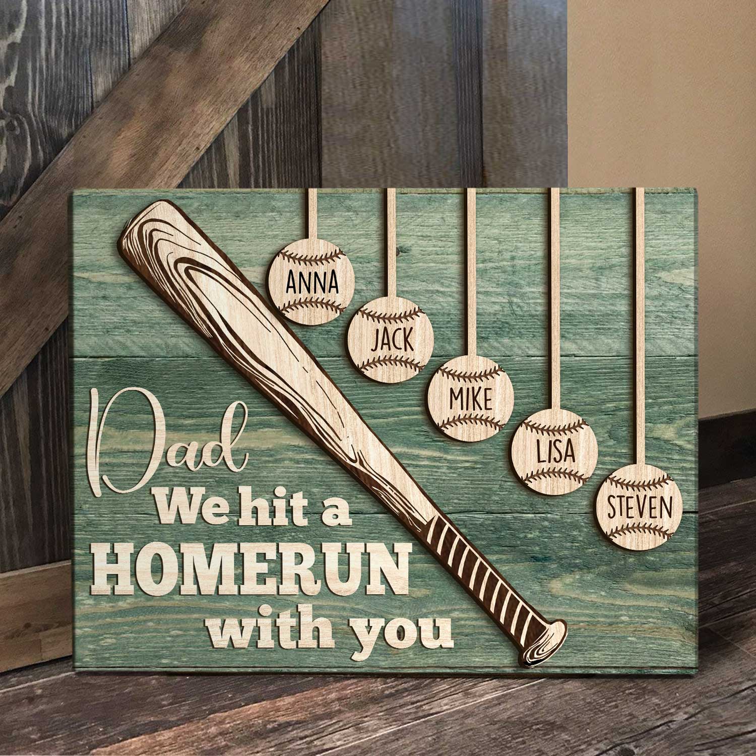 Personalized Gift for Baseball Lovers/Baseball Dad Poster-Dad We Hit A Homerun With You - Image 4