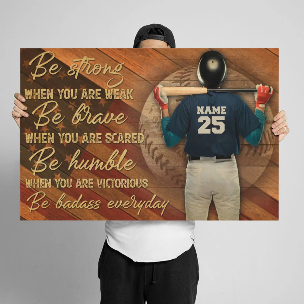 Personalized Gift for Baseball Lovers Poster-Baseball Be Strong - Image 4