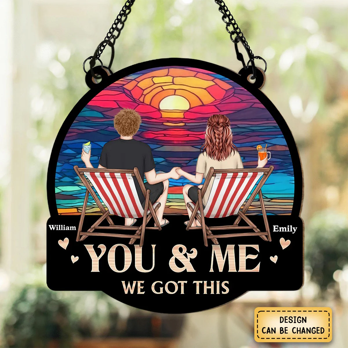 Personalized Gift For Couple You And Me We Got This Acrylic Mix Wood Suncatcher Ornament - Image 4