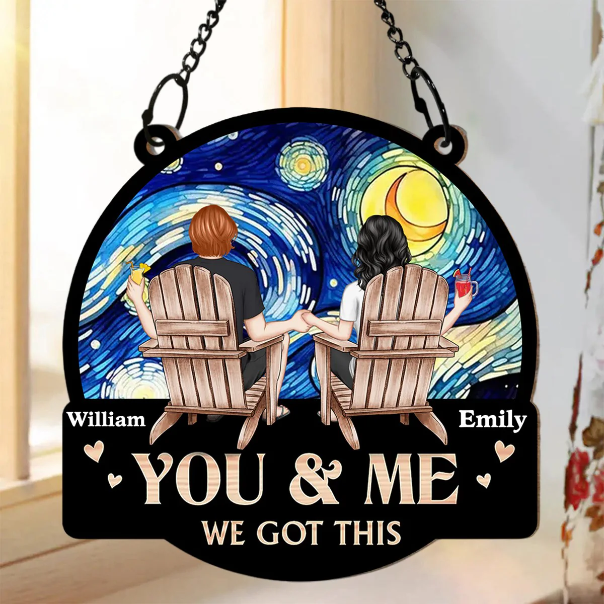 Personalized Gift For Couple You And Me We Got This Acrylic Mix Wood Suncatcher Ornament - Image 5