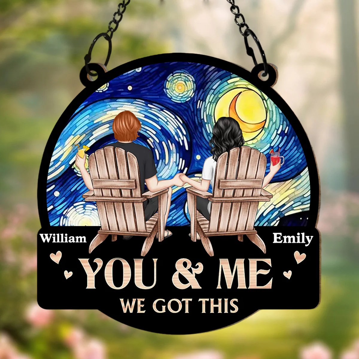 Personalized Gift For Couple You And Me We Got This Acrylic Mix Wood Suncatcher Ornament - Image 6
