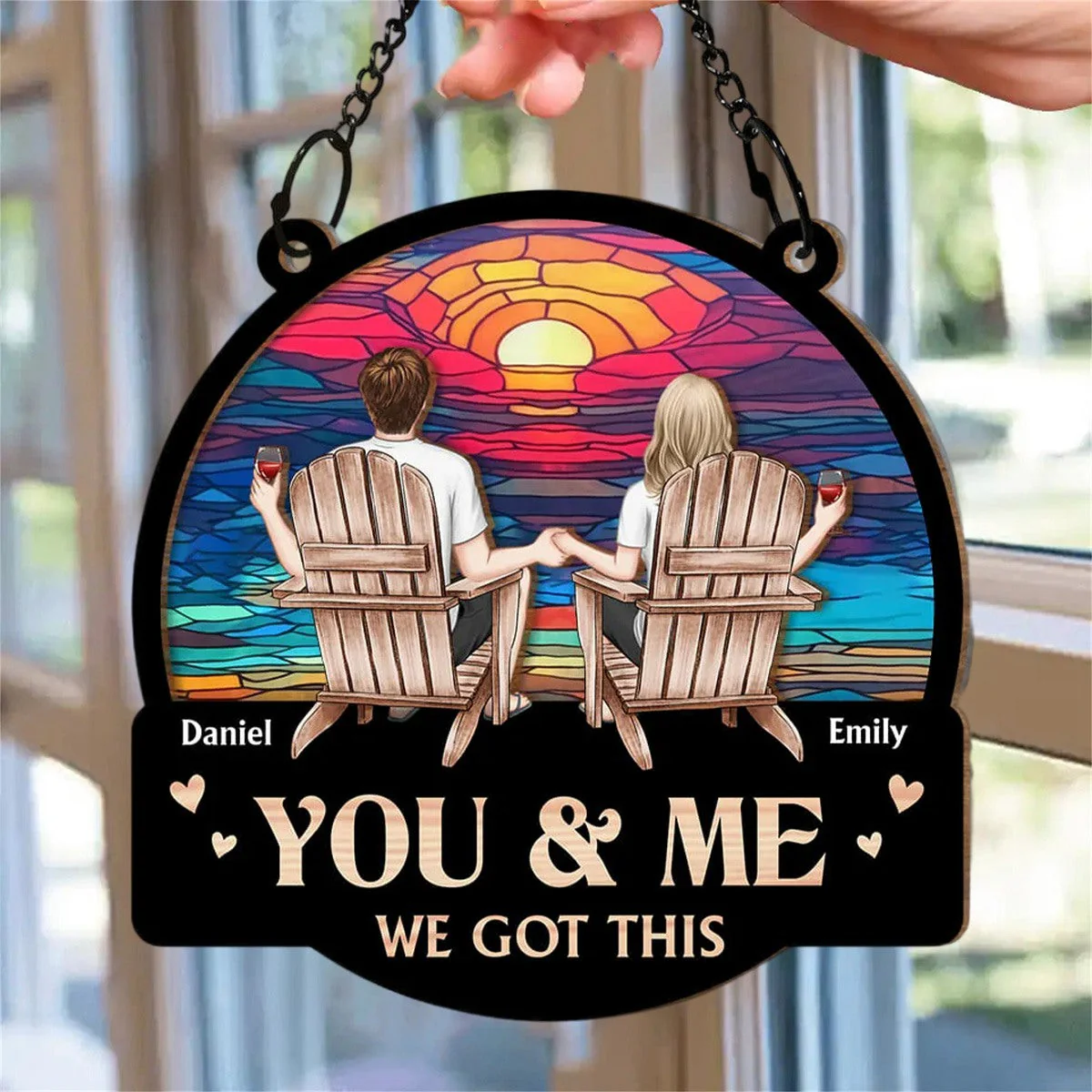 Personalized Gift For Couple You And Me We Got This Acrylic Mix Wood Suncatcher Ornament - Image 7