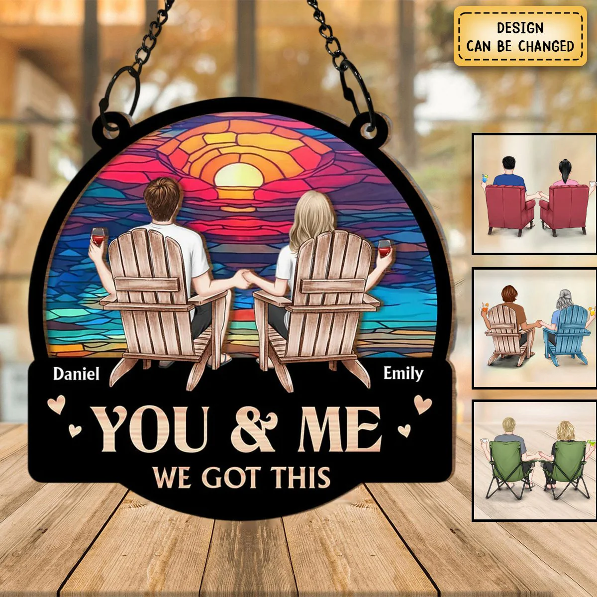 Personalized Gift For Couple You And Me We Got This Acrylic Mix Wood Suncatcher Ornament - Image 8