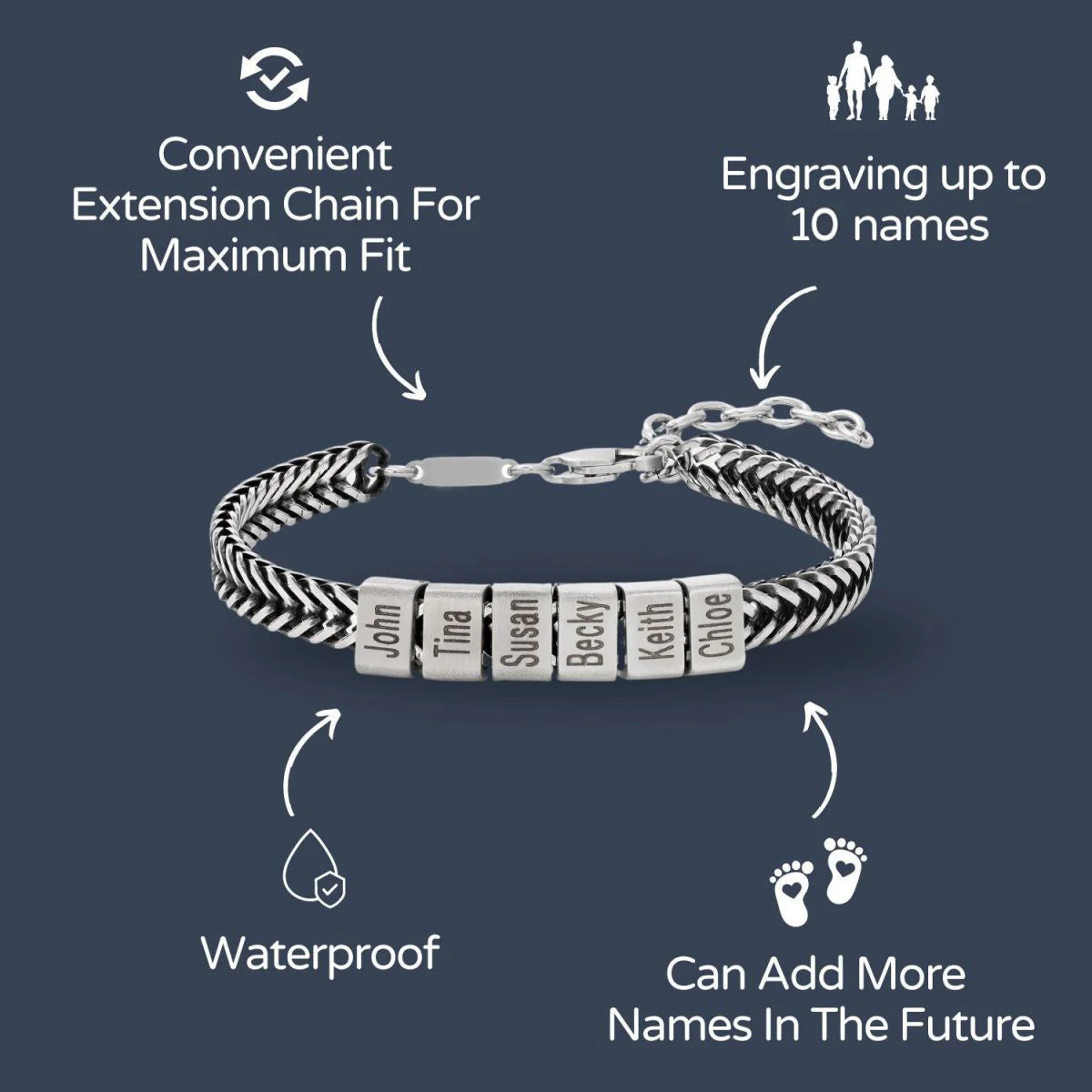Personalized Gift for Dad Bracelet with Kids Name Beads - Image 11