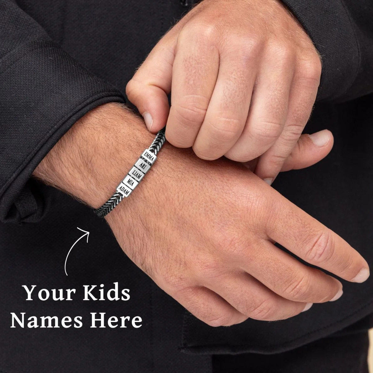 Personalized Gift for Dad Bracelet with Kids Name Beads - Image 3