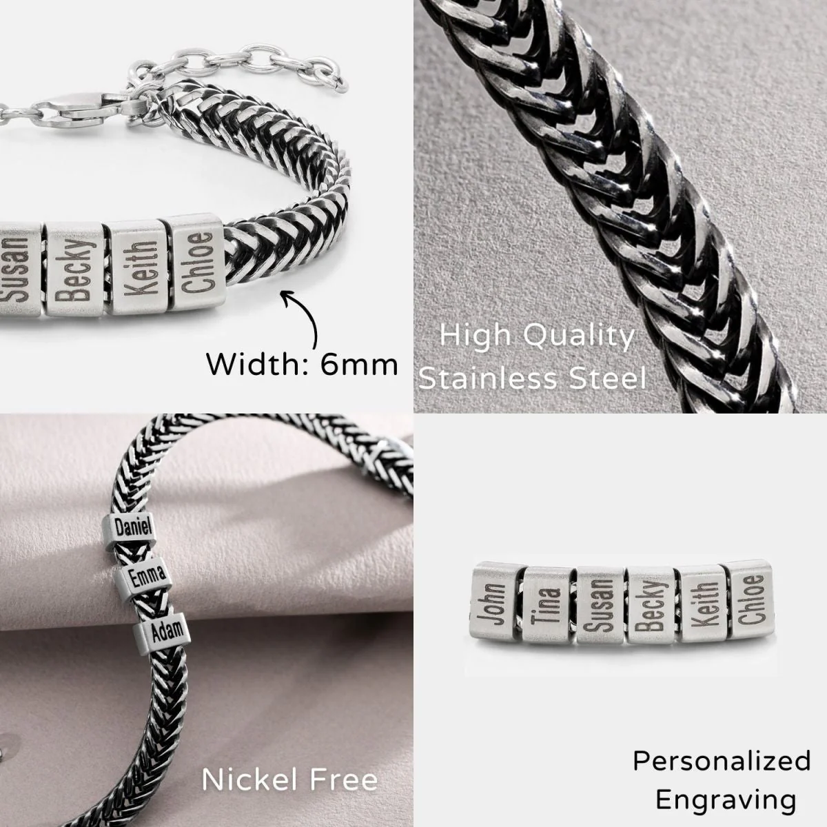 Personalized Gift for Dad Bracelet with Kids Name Beads - Image 8