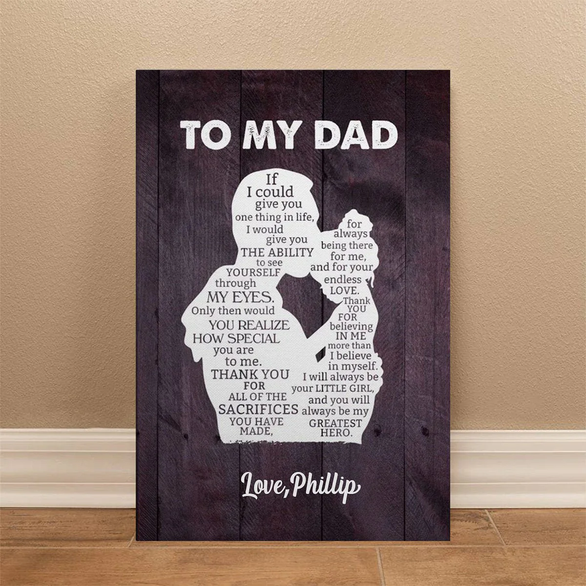 Personalized Gift For Dad From Daughter "My Greatest Hero" Premium Canvas - Image 2