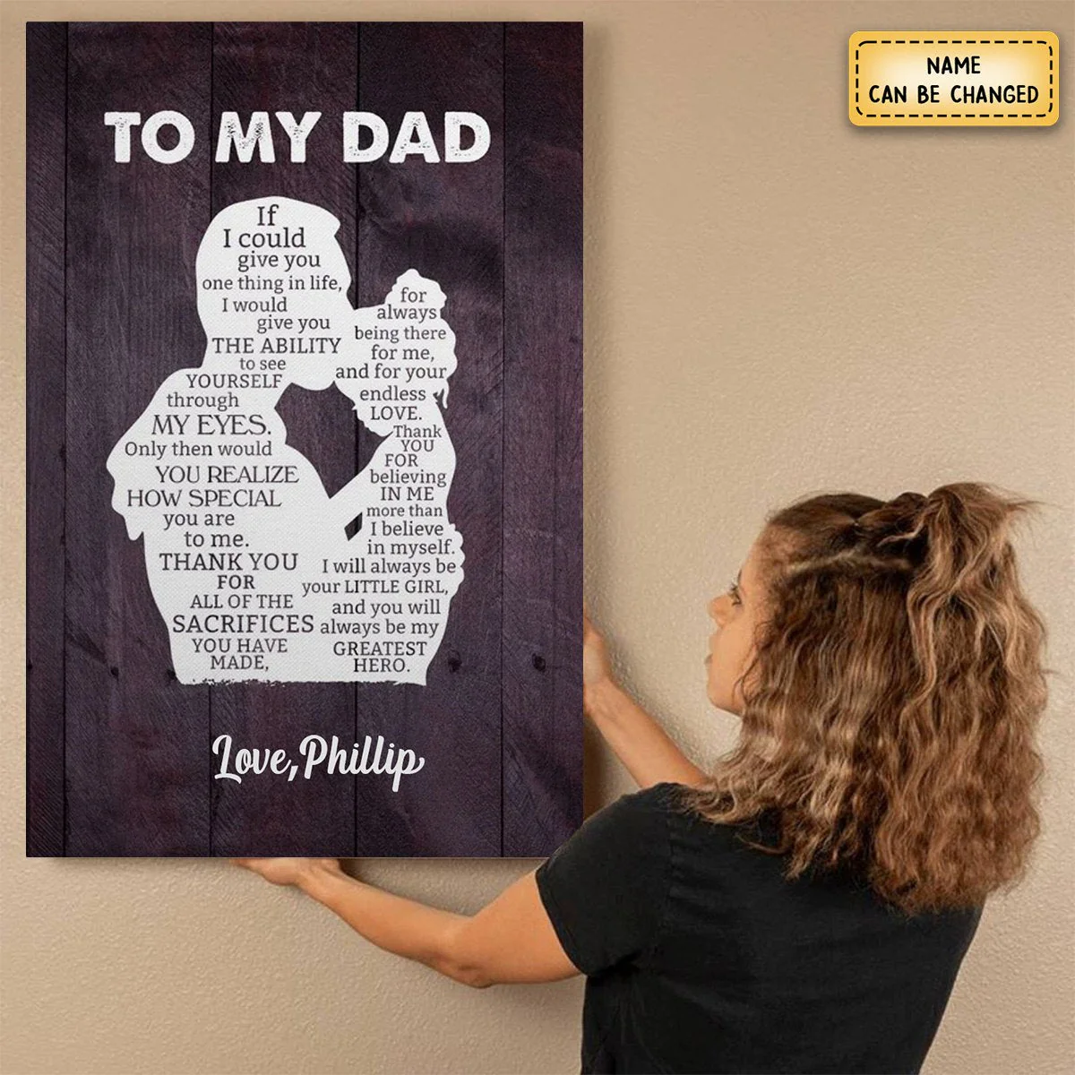 Personalized Gift For Dad From Daughter "My Greatest Hero" Premium Canvas - Image 3