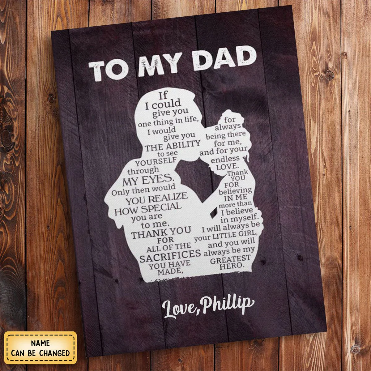 Personalized Gift For Dad From Daughter "My Greatest Hero" Premium Canvas - Image 4