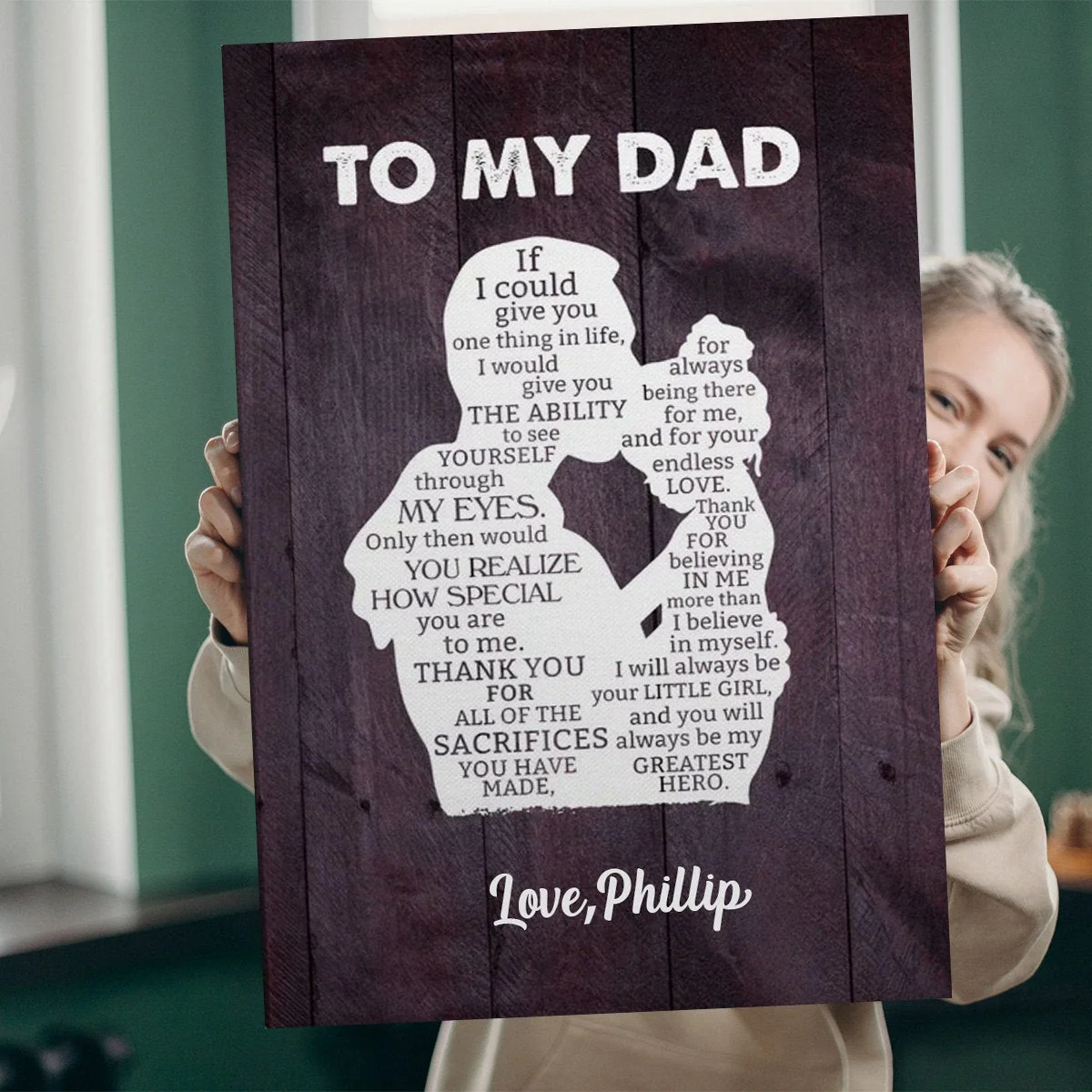 Personalized Gift For Dad From Daughter "My Greatest Hero" Premium Canvas - Image 5