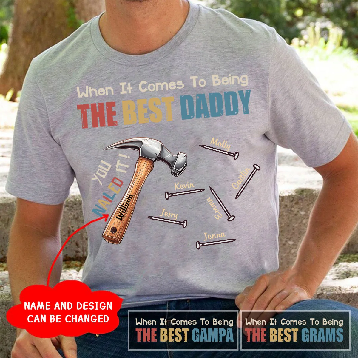 Personalized Gift for Dad You Nailed It Pure cotton T-shirt - Image 3